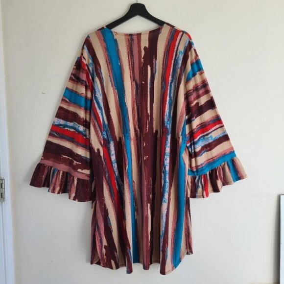 Bundle of 3 Open Front Tops 3X Cardigan Plaid Stripe Casual Comfy Flowy Wrap - Picture 3 of 10